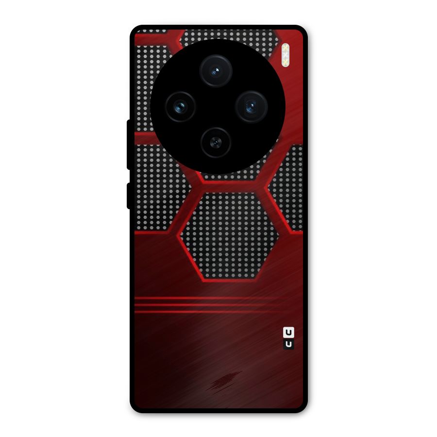 Red Black Hexagons Metal Back Case for Vivo X100