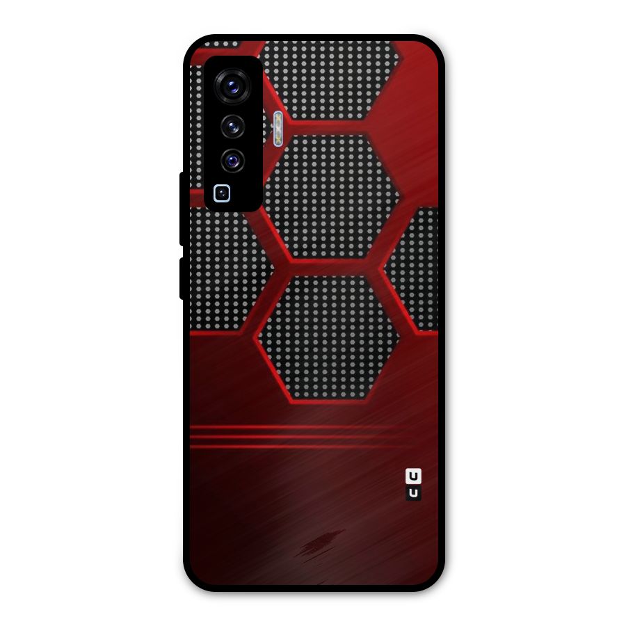 Red Black Hexagons Metal Back Case for Vivo X50