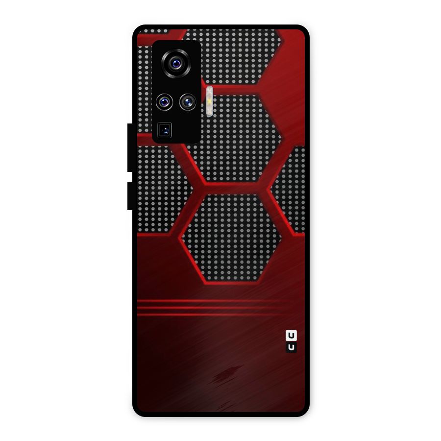 Red Black Hexagons Metal Back Case for Vivo X50 Pro