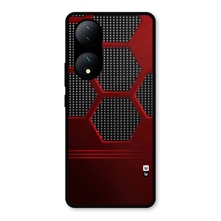 Red Black Hexagons Metal Back Case for Vivo Y100a