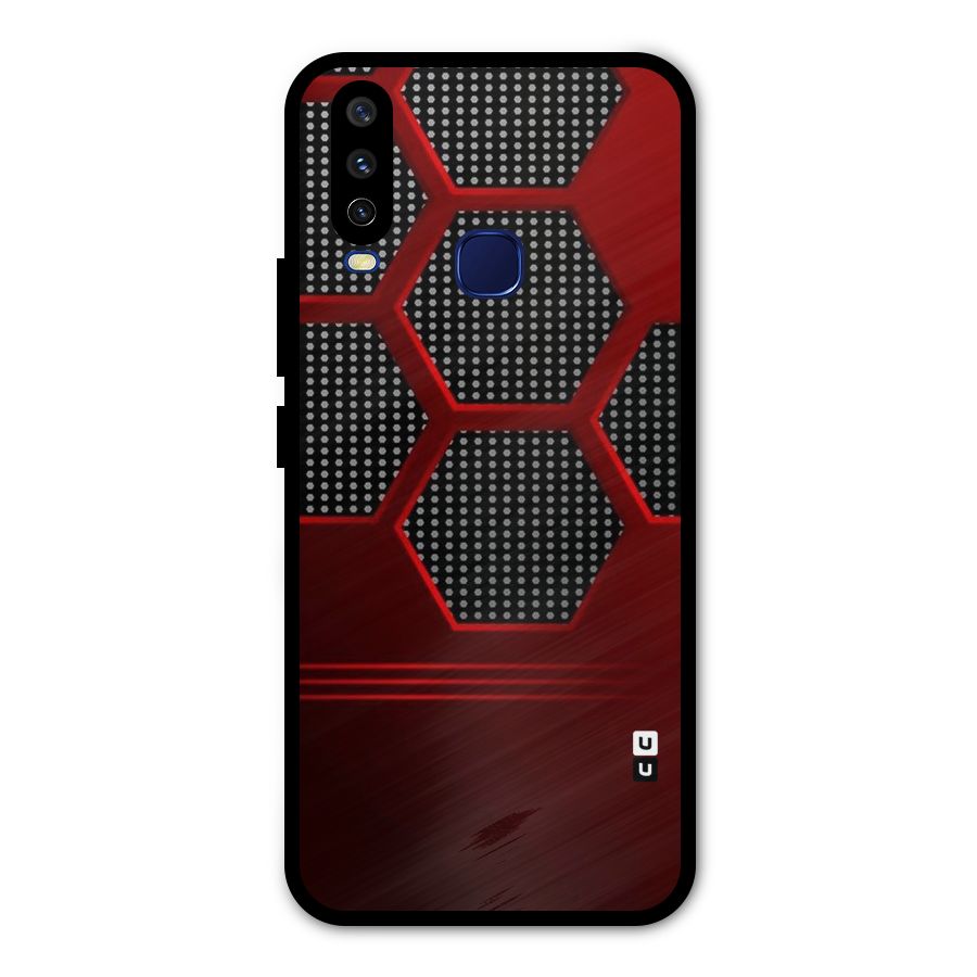 Red Black Hexagons Metal Back Case for Vivo Y15