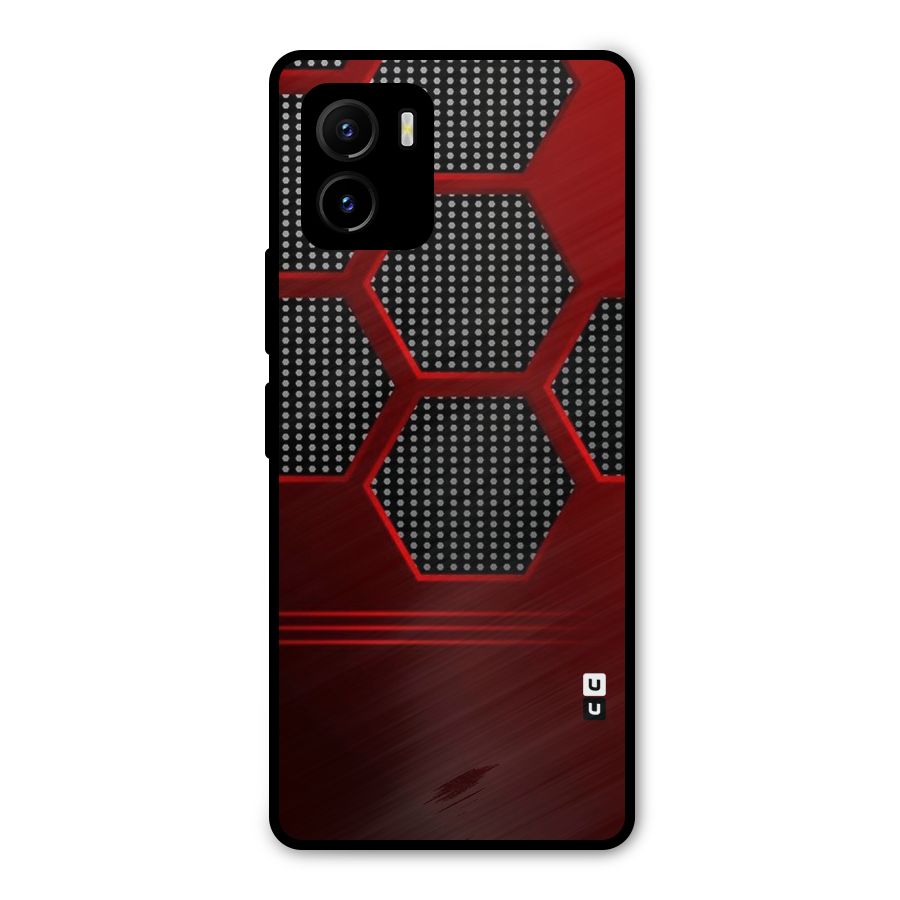 Red Black Hexagons Metal Back Case for Vivo Y15s