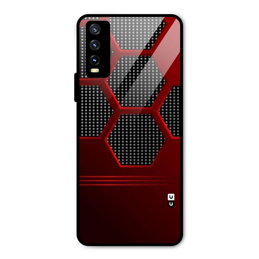 Red Black Hexagons Metal Back Case for Vivo Y20