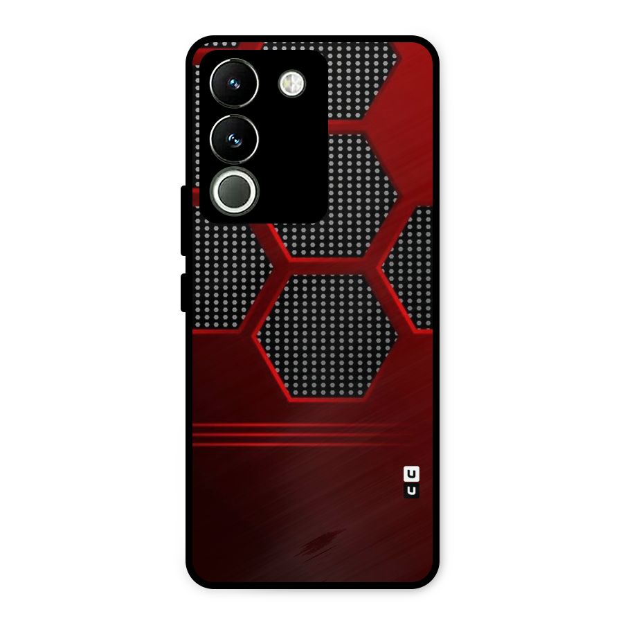 Red Black Hexagons Metal Back Case for Vivo Y200