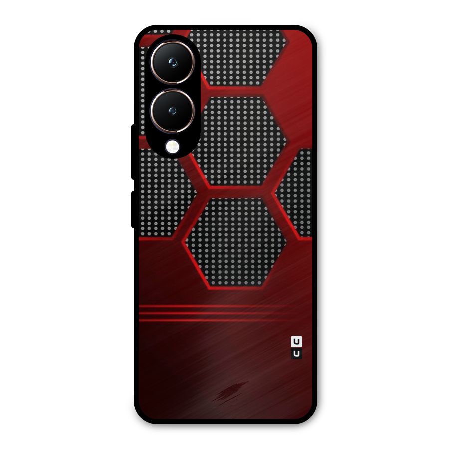 Red Black Hexagons Metal Back Case for Vivo Y28