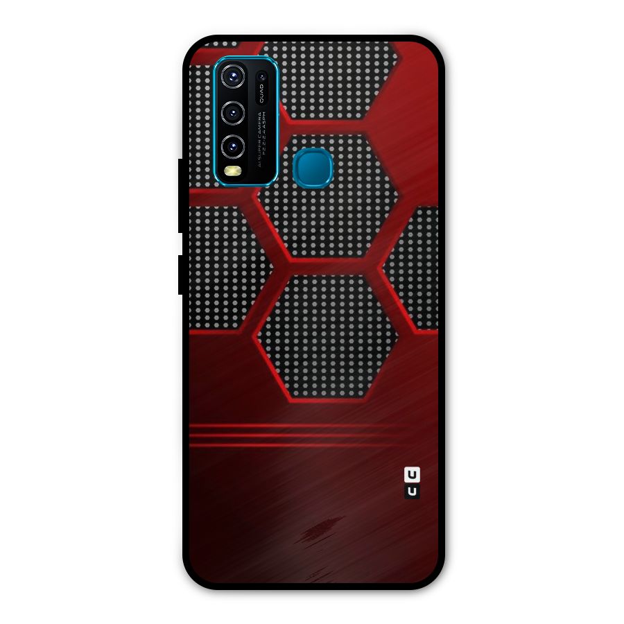 Red Black Hexagons Metal Back Case for Vivo Y30