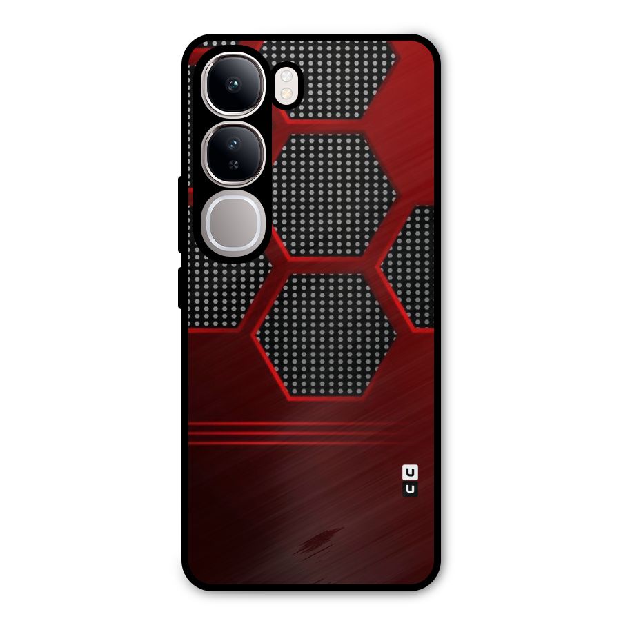 Red Black Hexagons Metal Back Case for Vivo Y300