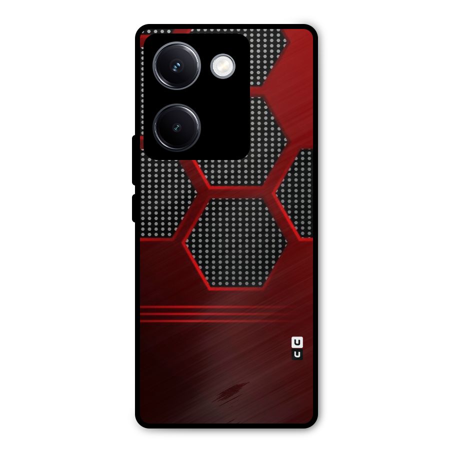 Red Black Hexagons Metal Back Case for Vivo Y300 Plus