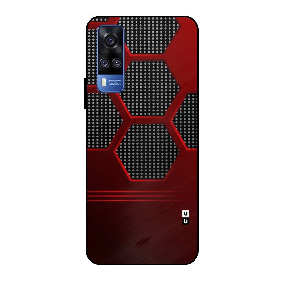 Red Black Hexagons Metal Back Case for Vivo Y51