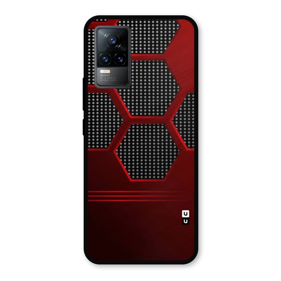Red Black Hexagons Metal Back Case for Vivo Y73