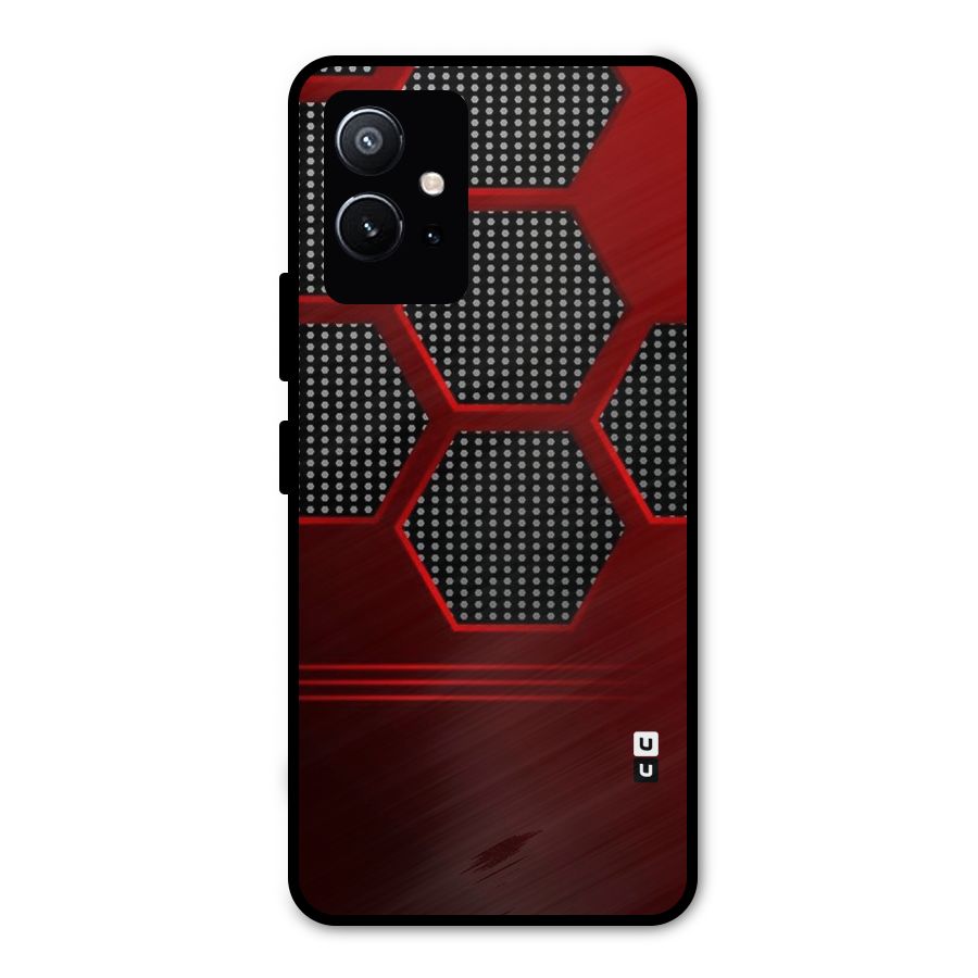 Red Black Hexagons Metal Back Case for Vivo Y75 5G