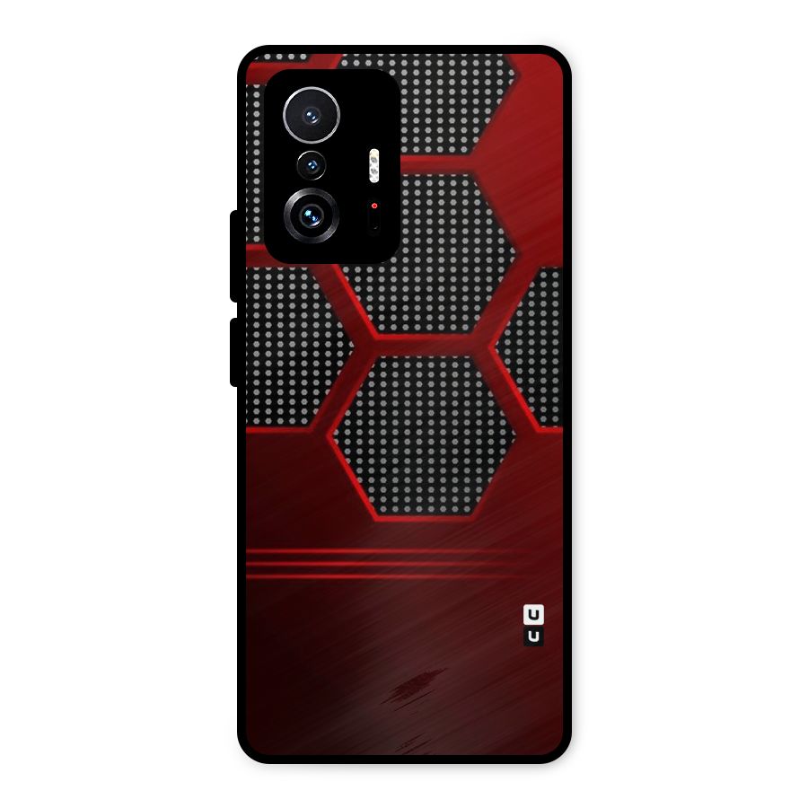 Red Black Hexagons Metal Back Case for Xiaomi 11T Pro