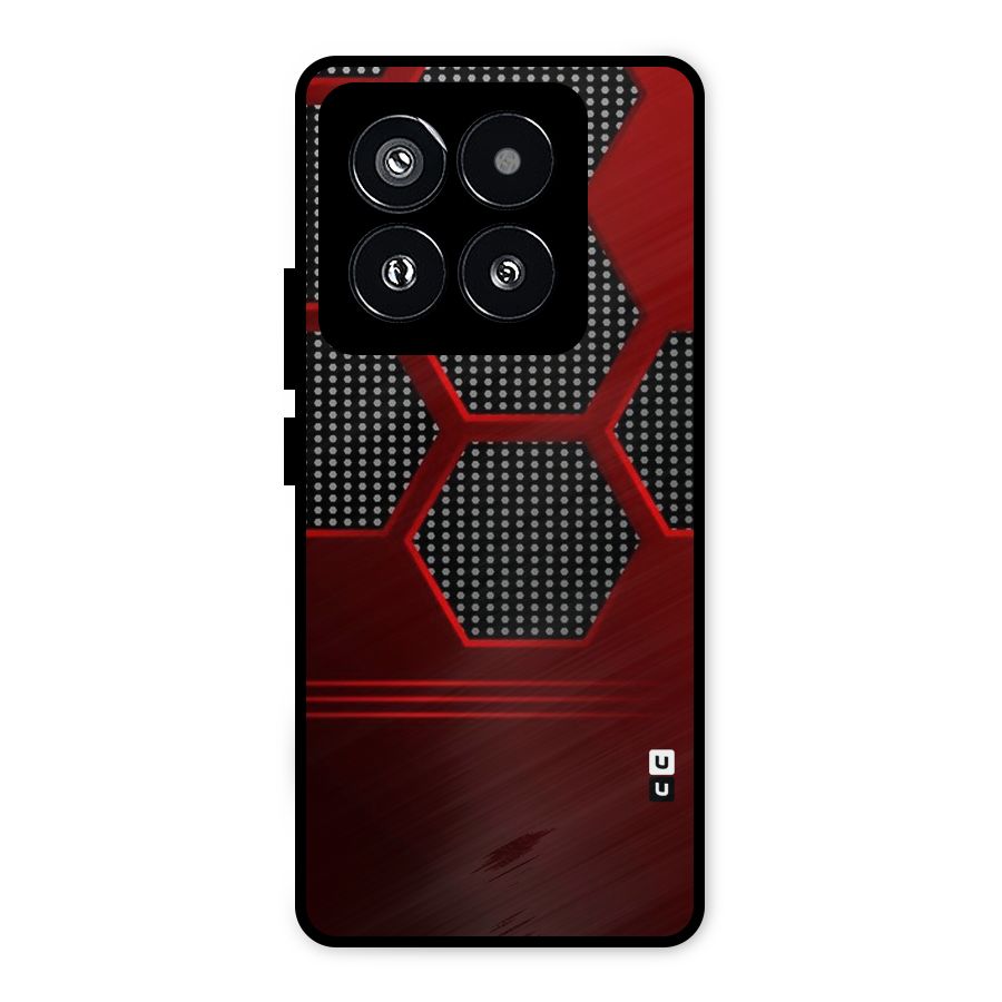 Red Black Hexagons Metal Back Case for Xiaomi 14 Pro