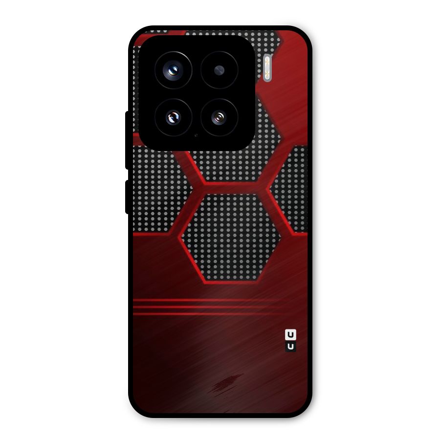 Red Black Hexagons Metal Back Case for Xiaomi 15