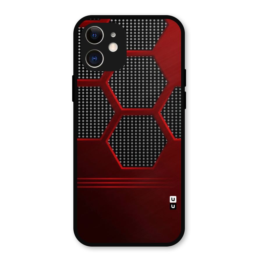 Red Black Hexagons Metal Back Case for iPhone 12