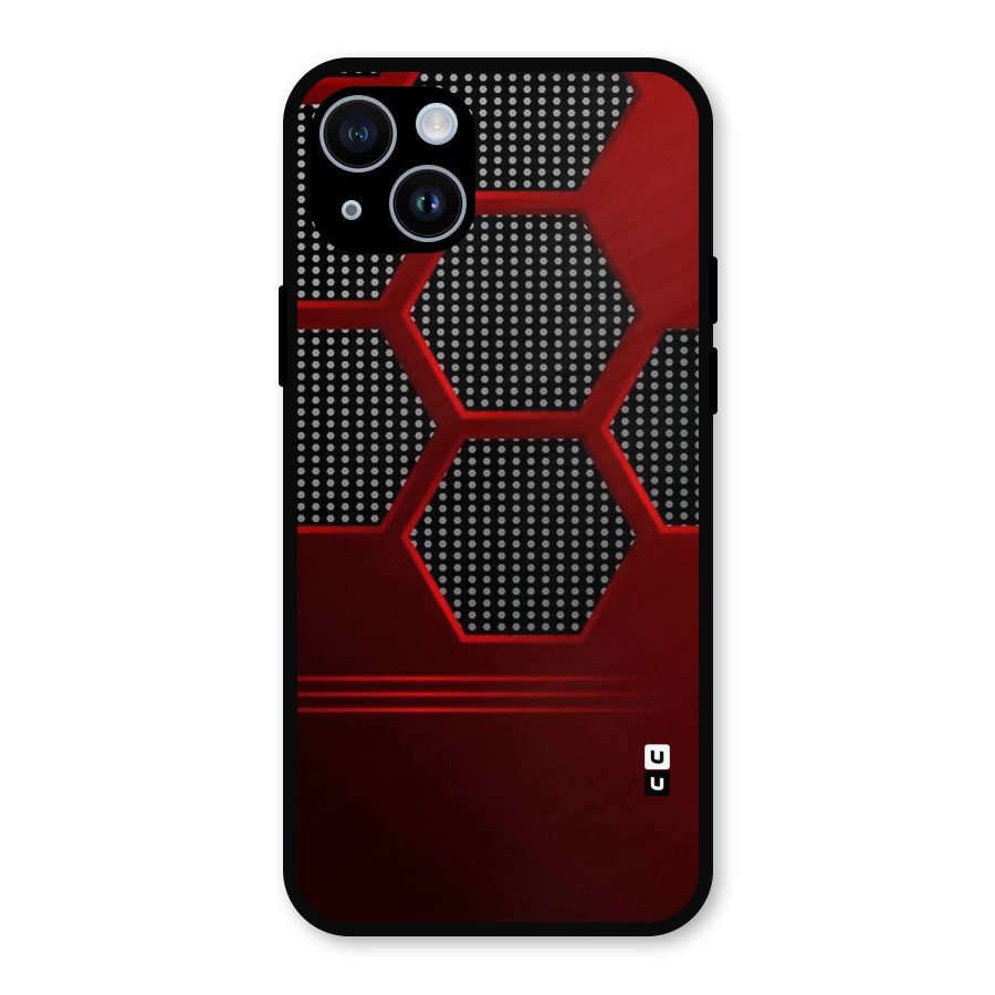 Red Black Hexagons Metal Back Case for iPhone 14