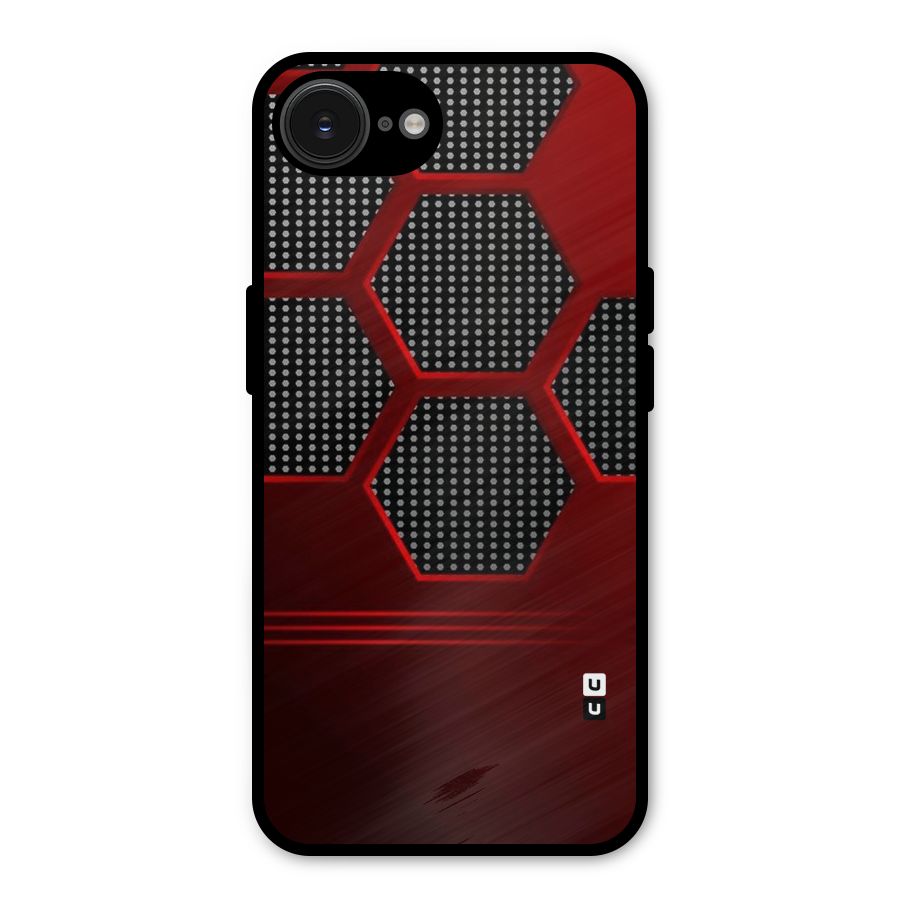 Red Black Hexagons Metal Back Case for iPhone 16e