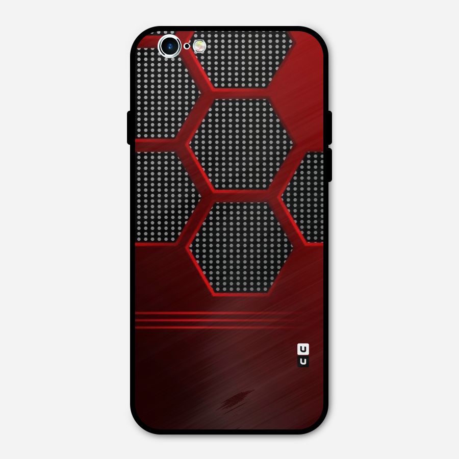 Red Black Hexagons Metal Back Case for iPhone 6 6s