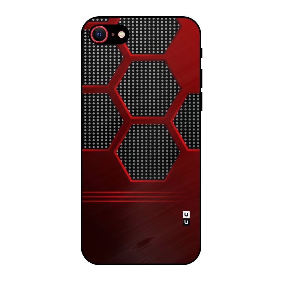 Red Black Hexagons Metal Back Case for iPhone 7