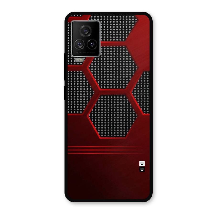 Red Black Hexagons Metal Back Case for iQOO 7 Legend 5G