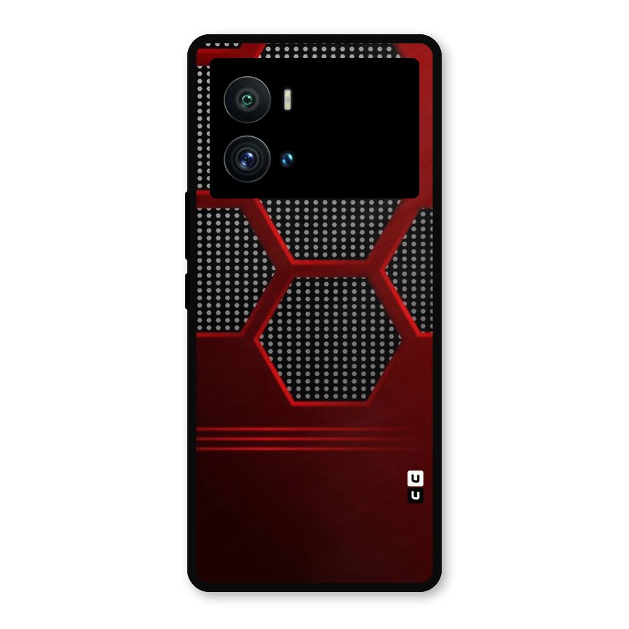 Red Black Hexagons Metal Back Case for iQOO 9 Pro