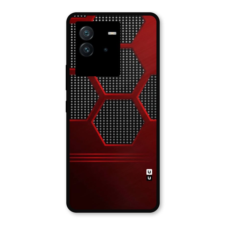 Red Black Hexagons Metal Back Case for iQOO Neo 6 5G