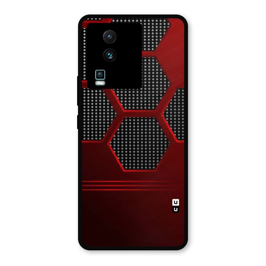Red Black Hexagons Metal Back Case for iQOO Neo 7 Pro