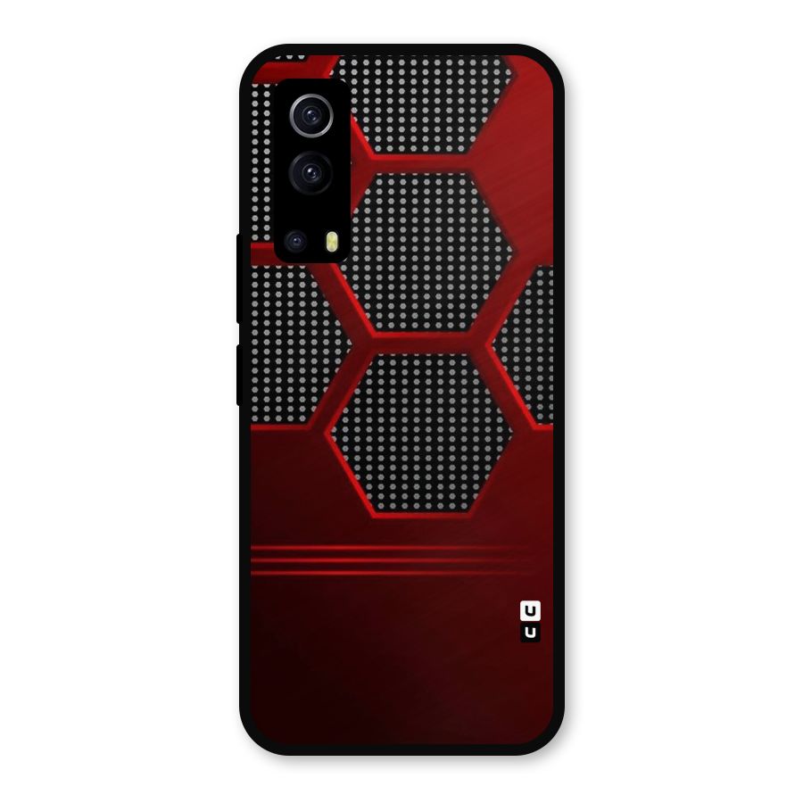 Red Black Hexagons Metal Back Case for iQOO Z3