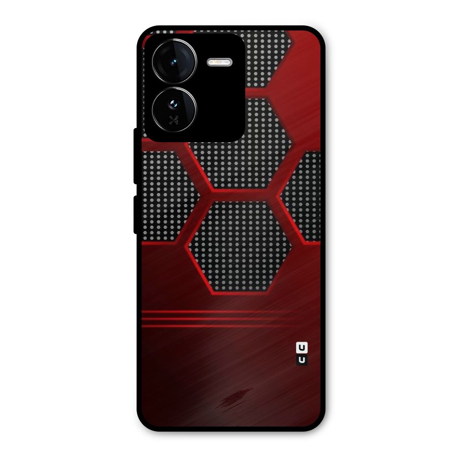 Red Black Hexagons Metal Back Case for iQOO Z9