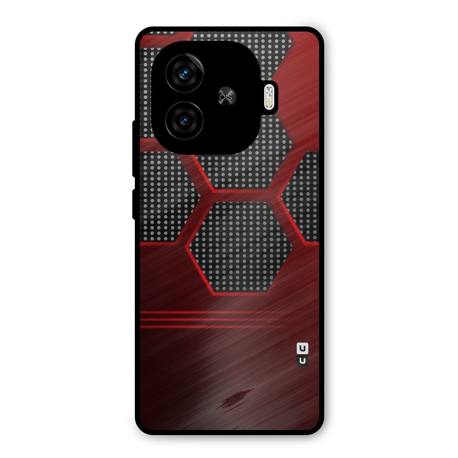 Red Black Hexagons Metal Back Case for iQOO Z9 Turbo