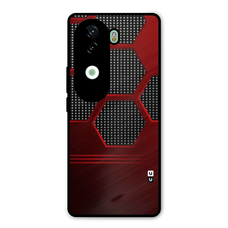 Red Black Hexagons Metal Back Case for iQOO Z9s