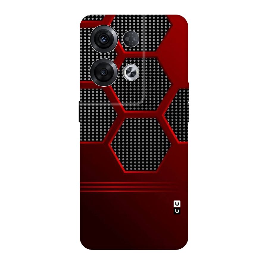 Red Black Hexagons Original Polycarbonate Back Case for Oppo Reno8 Pro 5G