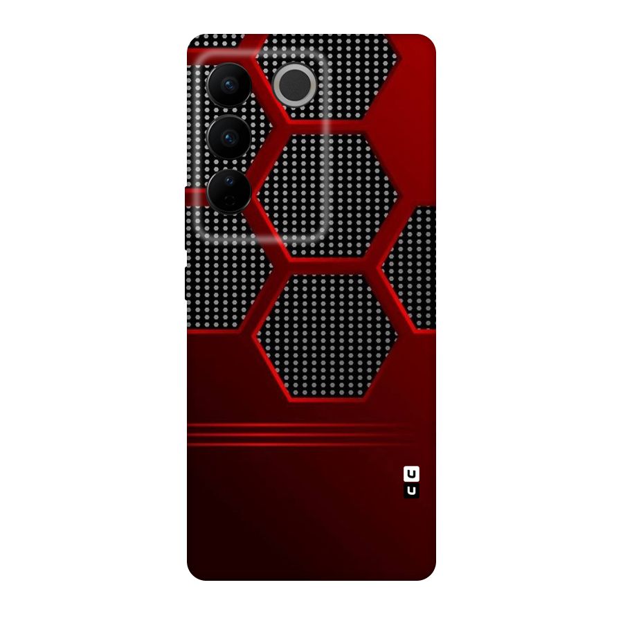 Red Black Hexagons Original Polycarbonate Back Case for Vivo V27