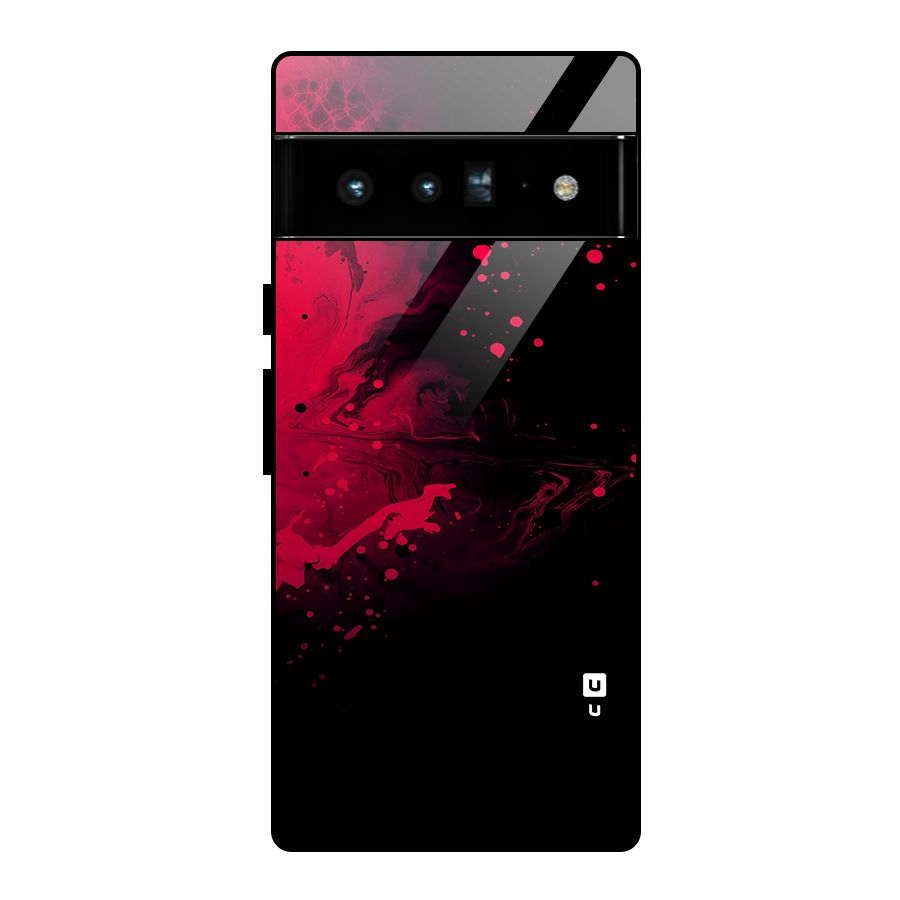 Red Black Splash Art Glass Back Case for Google Pixel 6 Pro