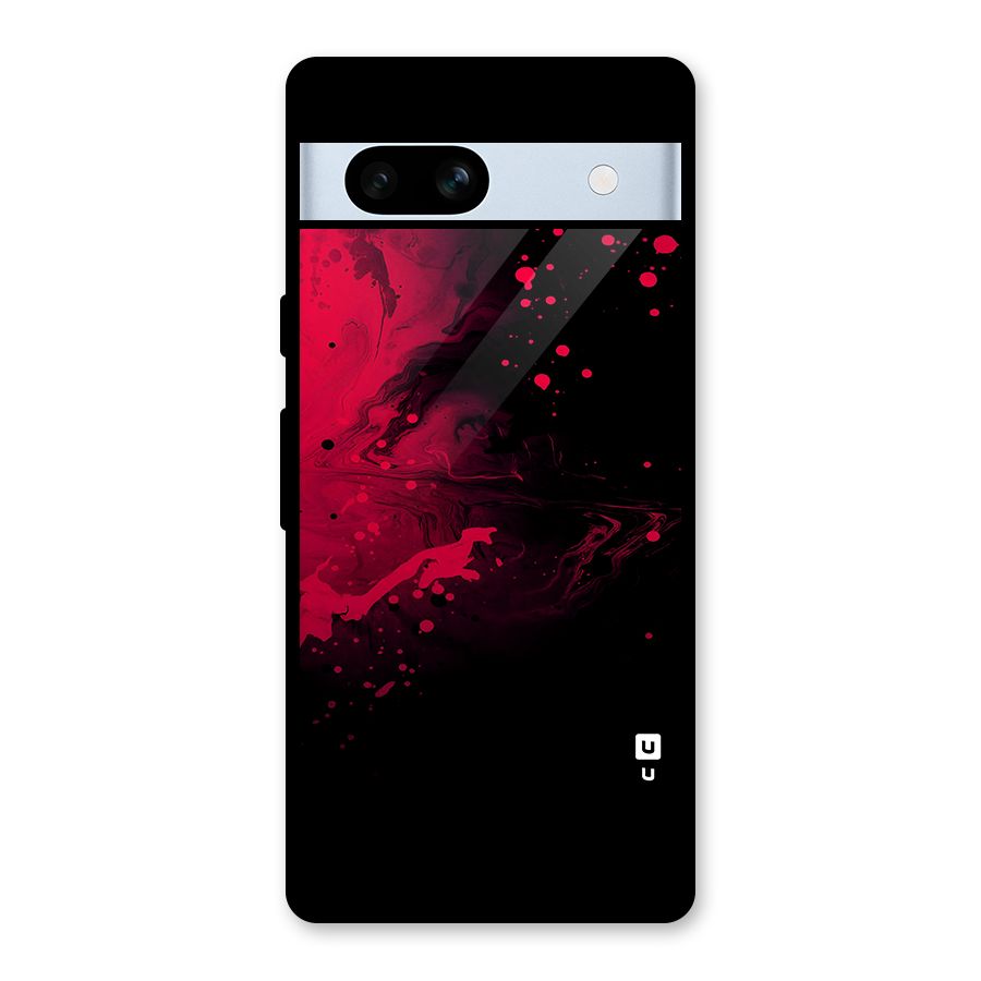 Red Black Splash Art Glass Back Case for Google Pixel 7a
