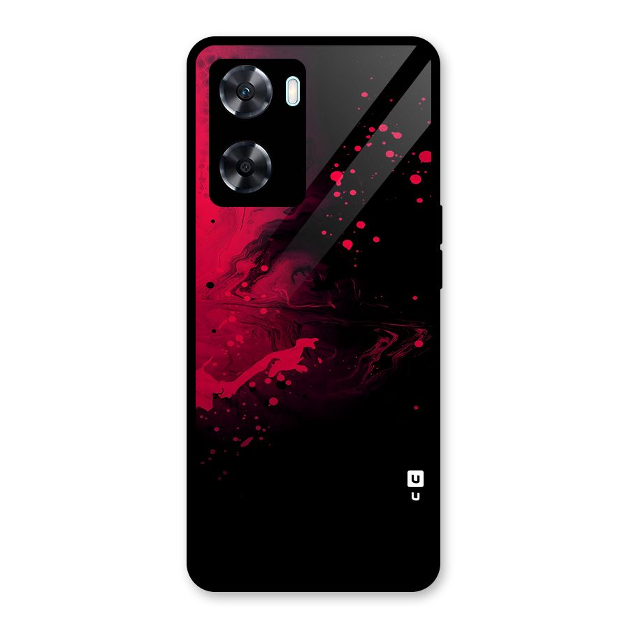 Red Black Splash Art Glass Back Case for Oppo A77s