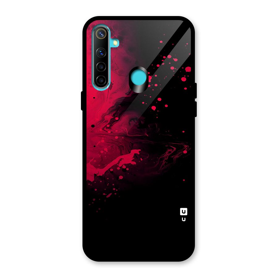 Red Black Splash Art Glass Back Case for Realme 5