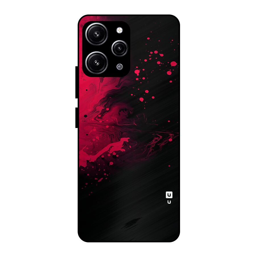 Red Black Splash Art Glass Back Case for Redmi 12 4G