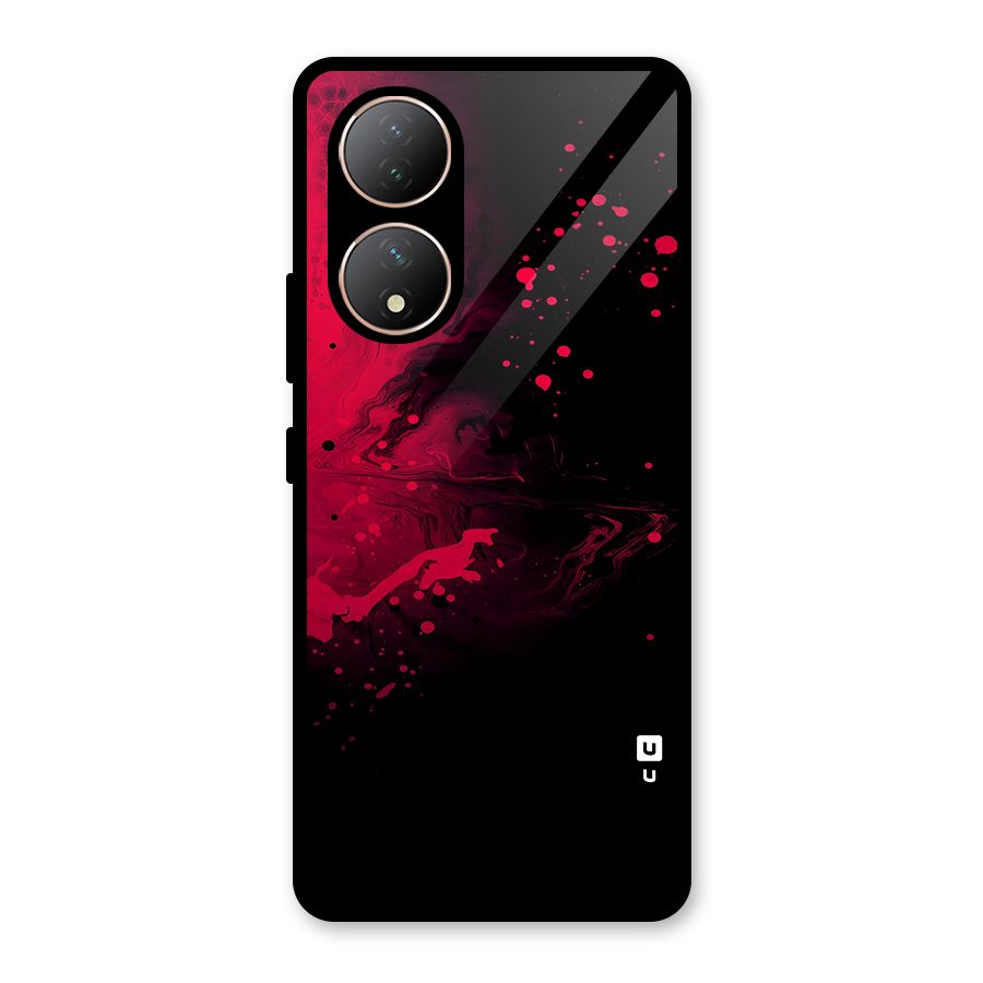 Red Black Splash Art Glass Back Case for Vivo T2