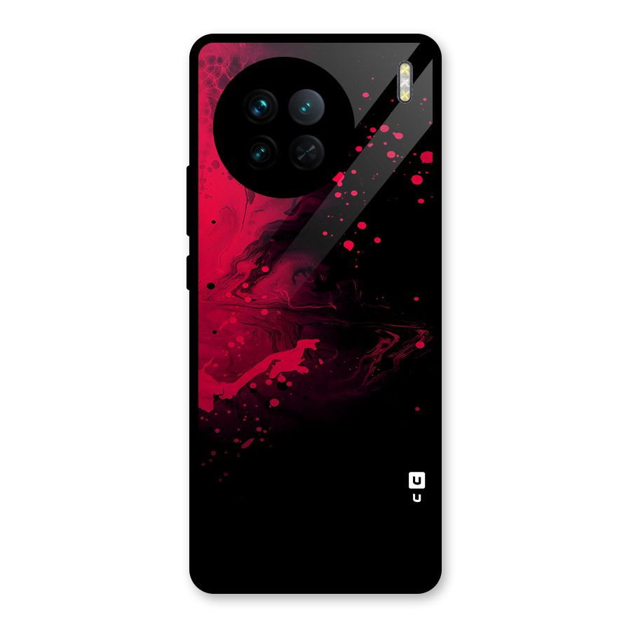 Red Black Splash Art Glass Back Case for Vivo X90