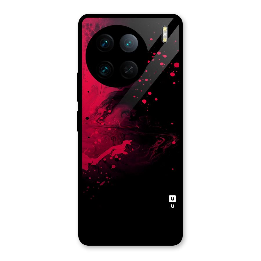 Red Black Splash Art Glass Back Case for Vivo X90 Pro