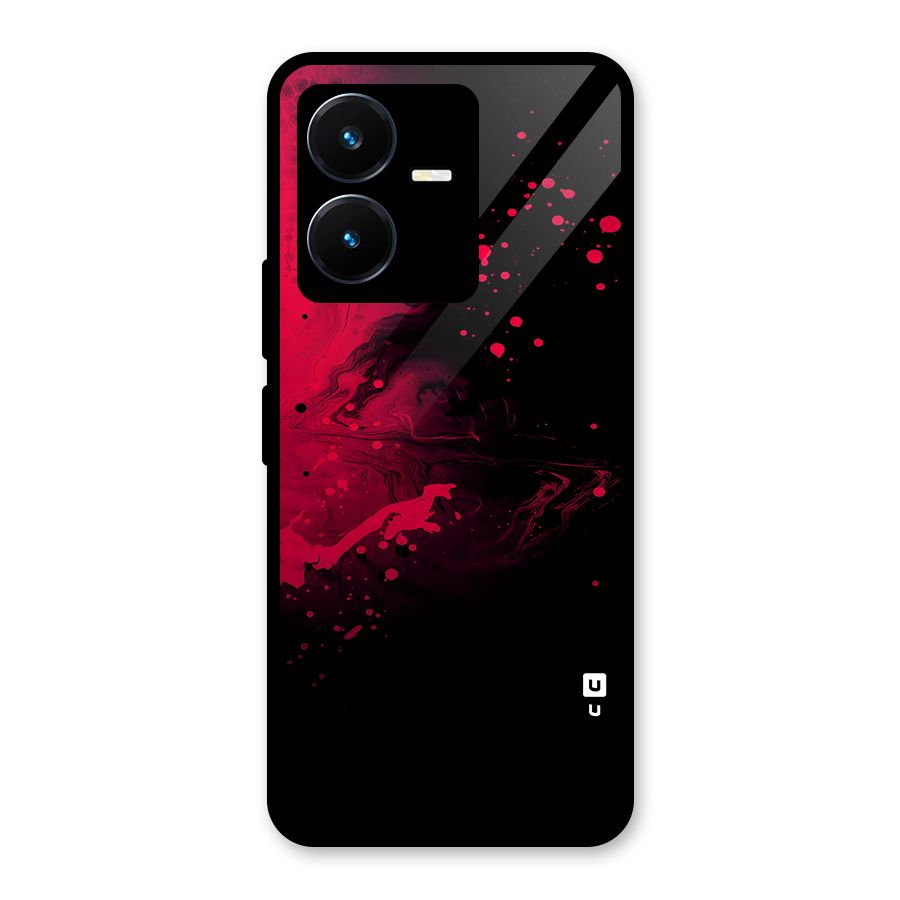 Red Black Splash Art Glass Back Case for Vivo Y22s