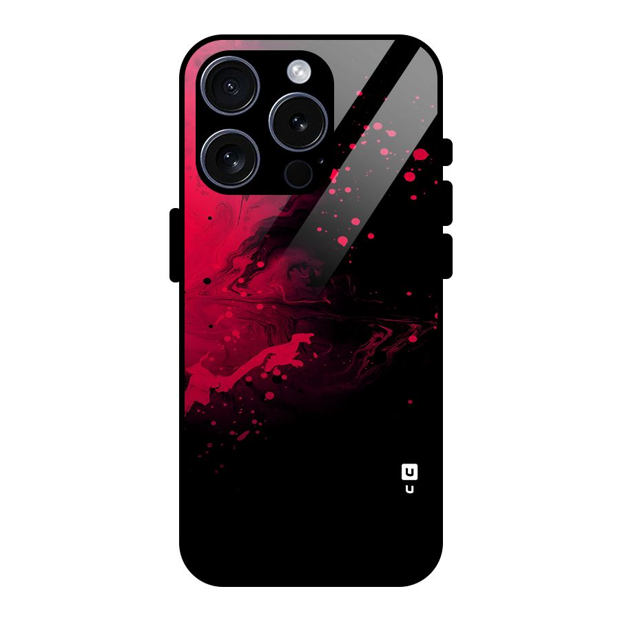 Red Black Splash Art Glass Back Case for iPhone 15 Pro