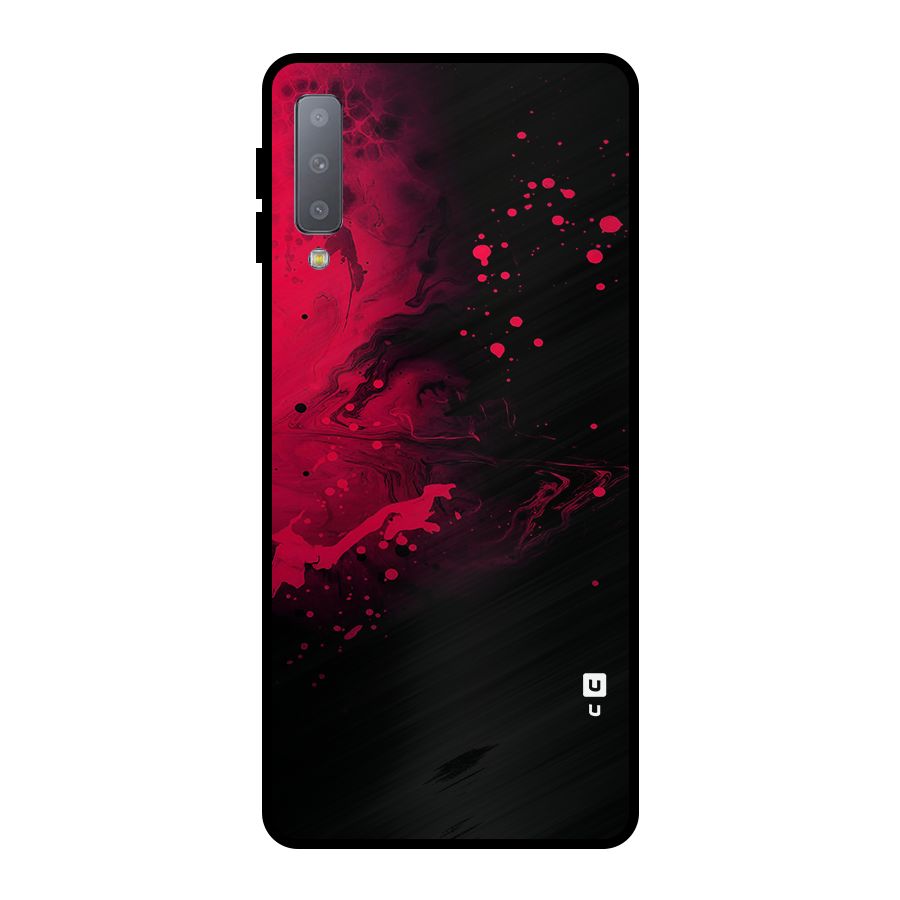 Red Black Splash Art Metal Back Case for Galaxy A7 (2018)