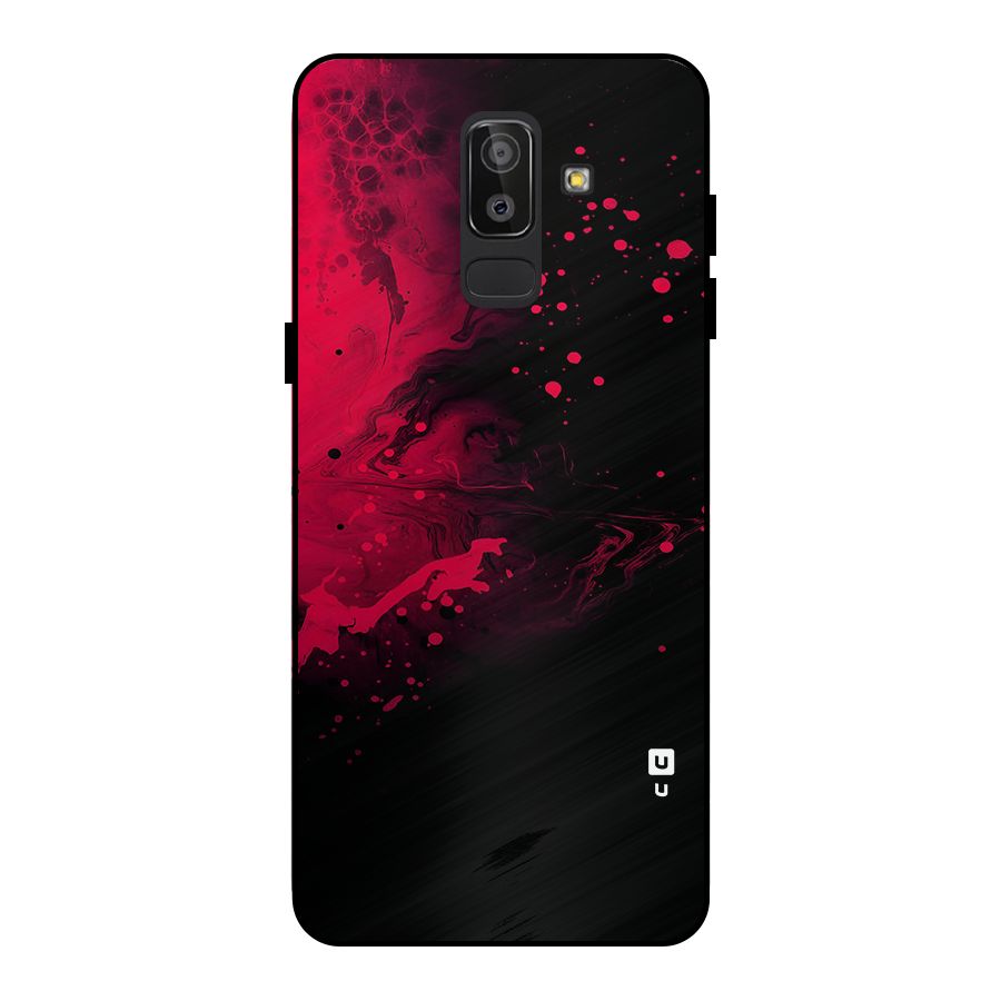 Red Black Splash Art Metal Back Case for Galaxy J8