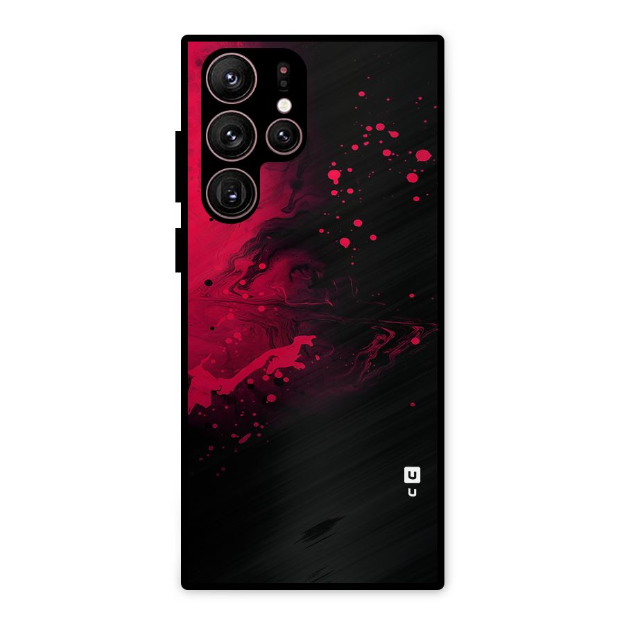 Red Black Splash Art Metal Back Case for Galaxy S22 Ultra 5G