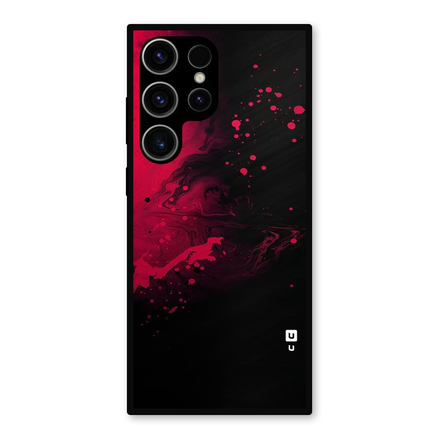Red Black Splash Art Metal Back Case for Galaxy S23 Ultra