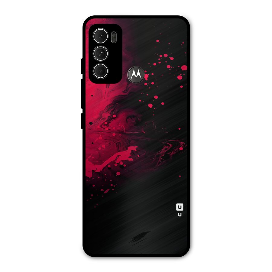 Red Black Splash Art Metal Back Case for Moto G60