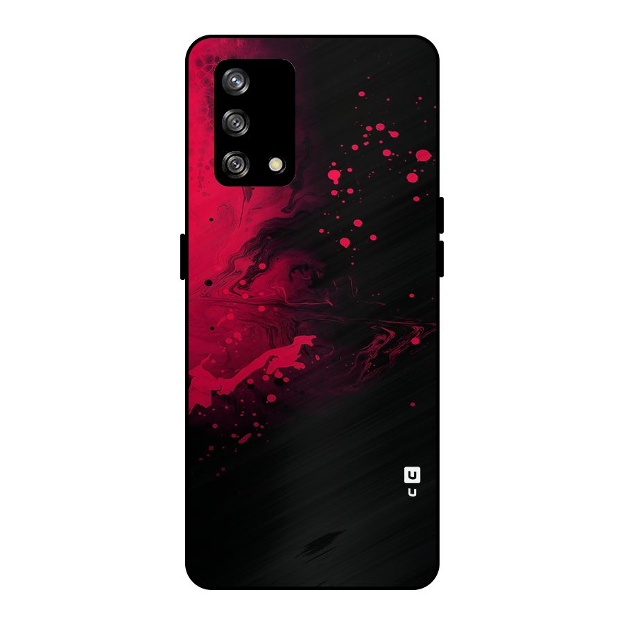 Red Black Splash Art Metal Back Case for Oppo F19