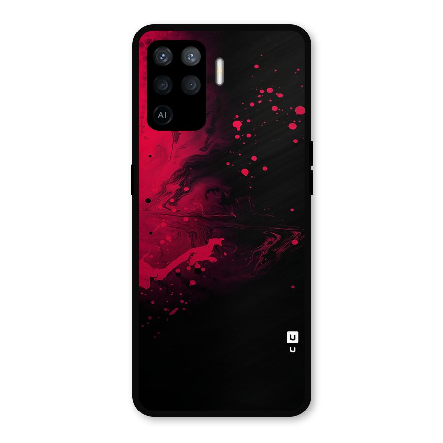 Red Black Splash Art Metal Back Case for Oppo F19 Pro